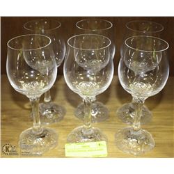 SET OF 6 CRYSTAL WINE GLASSES