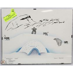 VINTAGE COLOR LITHOGRAPH BY INUIT ARTIST LOUIE