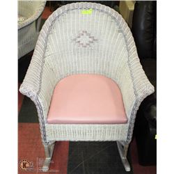 WHITE WICKER ROCKER W/ TAG
