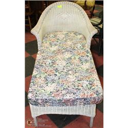 WHITE WICKER CHAISE LOUNGER