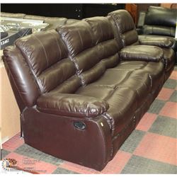 NEW MARTIN BROWN LEATHERETTE RECLINING SOFA WITH