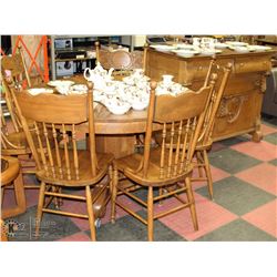 WOODEN DINING SET INCL 4' TABLE, 6 CHAIRS & HUTCH