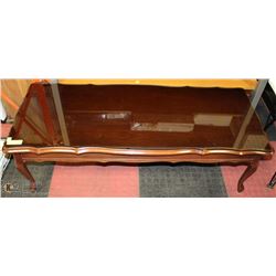 SOLID MAPLE PROVINCIAL COFFEE TABLE WITH GLASS