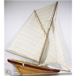 LARGE VINTAGE WOOD SAILBOAT - 35" H X 29" L
