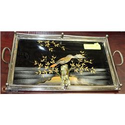 VINTAGE BIRD DESIGN SERVING TRAY