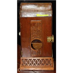 36)BROWN BOX WITH BRASS LOCK