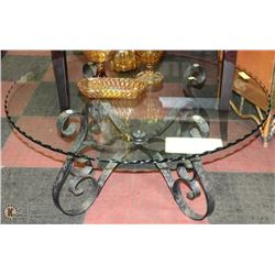 WROUGHT IRON AND GLASS COFFEE TABLE