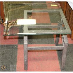 WROUGHT IRON AND GLASS END TABLE