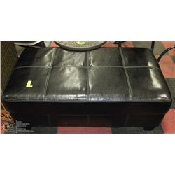BLACK LEATHER OTTOMAN 51"X28"