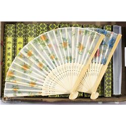 LOT OF 30 HANDPAINTED HAND FANS