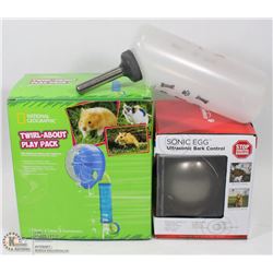 BOX WITH ASSORTED PET ACCESSORIES INCL NATIONAL