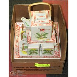VIETNAMESE TEA SET WITH 6 CUPS, PLATTER, TEA POT