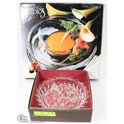 LOT OF GLASS BOWL AND JAPANESE SERVING PLATTER