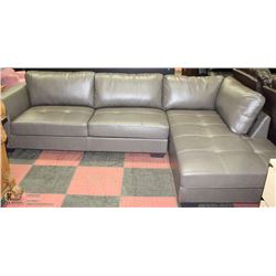 NEW GREY LEATHERETTE CHAISE LOUNGE SECTIONAL