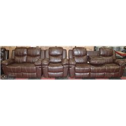 NEW NORWICH 3PC BONDED LEATHER CHAIR, LOVESEAT