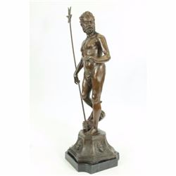 Atlantis Neptune Sea Greek God Marine Bronze Sculpture on Marble Base Statue