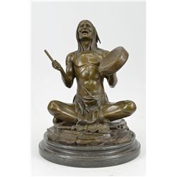Native American Chanting Bronze Sculpture