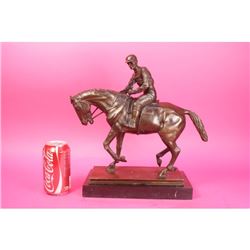 Horse and Jockey Racetrack Triple Crown Farm Bronze Statue