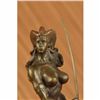 Image 2 : Female Amazon Girl with Hat Bronze Sculpture on Marble Base Statue