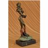 Image 3 : Female Amazon Girl with Hat Bronze Sculpture on Marble Base Statue