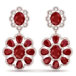 33.88 CTW Royalty Designer Ruby & VS Diamond Earrings 18K Rose Gold - REF-472N8Y - 39157