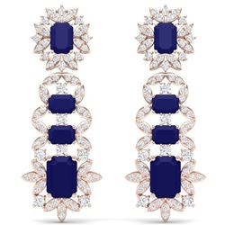 30.25 CTW Royalty Sapphire & VS Diamond Earrings 18K Rose Gold - REF-581T8X - 39412