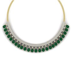 51.75 CTW Royalty Emerald & VS Diamond Necklace 18K Yellow Gold - REF-1072F8M - 38873