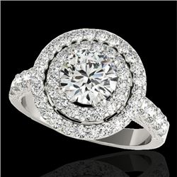 2.25 CTW H-SI/I Certified Diamond Solitaire Halo Ring 10K White Gold - REF-218R2K - 34211
