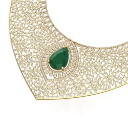 63.93 CTW Royalty Emerald & VS Diamond Necklace 18K Yellow Gold - REF-2690Y9N - 39572
