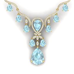 39.14 CTW Royalty Sky Topaz & VS Diamond Necklace 18K Yellow Gold - REF-618M2F - 38600