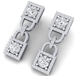 4 CTW Certified SI/I Diamond Halo Earrings 18K White Gold - REF-265N9Y - 40157