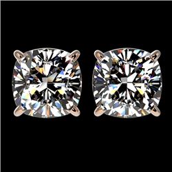 2.50 CTW Certified VS/SI Quality Cushion Cut Diamond Stud Earrings 10K Rose Gold - REF-663H2W - 3311