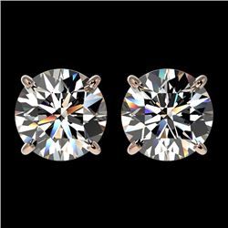 2.55 CTW Certified H-SI/I Quality Diamond Solitaire Stud Earrings 10K Rose Gold - REF-356R4K - 36675