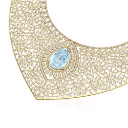 63.27 CTW Royalty Sky Topaz & VS Diamond Necklace 18K Yellow Gold - REF-2454N5Y - 39581