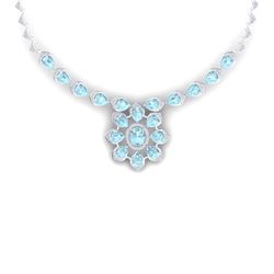 39.31 CTW Royalty Sky Topaz & VS Diamond Necklace 18K White Gold - REF-527H3W - 39039