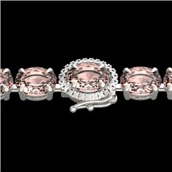 18.25 CTW Morganite & VS/SI Diamond Eternity Micro Halo Bracelet 14K White Gold - REF-227K3R - 40237