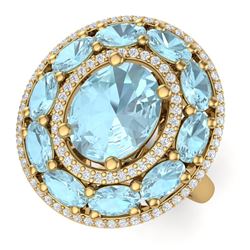 8.47 CTW Royalty Sky Topaz & VS Diamond Ring 18K Yellow Gold - REF-163F6M - 39251