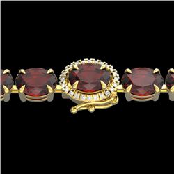32 CTW Garnet & VS/SI Diamond Eternity Tennis Micro Halo Bracelet 14K Yellow Gold - REF-119W5H - 234
