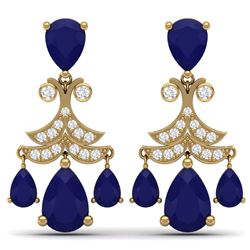 11.97 CTW Royalty Sapphire & VS Diamond Earrings 18K Yellow Gold - REF-170X9T - 38723