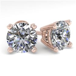 2.50 CTW Certified VS/SI Diamond Stud Earrings 14K Rose Gold - REF-666T5X - 38376