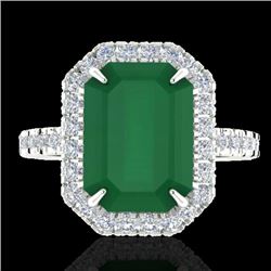 5.33 CTW Emerald And Micro Pave VS/SI Diamond Certified Halo Ring 18K White Gold - REF-87Y6N - 21425