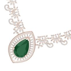 65.75 CTW Royalty Emerald & VS Diamond Necklace 18K Rose Gold - REF-1581N8Y - 39775