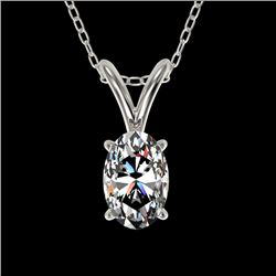 0.50 CTW Certified VS/SI Quality Oval Diamond Solitaire Necklace 10K White Gold - REF-74H5W - 33163