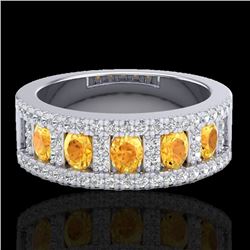 2 CTW Citrine & Micro VS/SI Diamond Certified Inspired Ring 10K White Gold - REF-60K2R - 20822