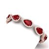 Image 2 : 42 CTW Royalty Designer Ruby & VS Diamond Bracelet 18K Rose Gold - REF-600T2X - 38860