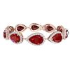 Image 4 : 42 CTW Royalty Designer Ruby & VS Diamond Bracelet 18K Rose Gold - REF-600T2X - 38860