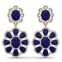 33.88 CTW Royalty Sapphire & VS Diamond Earrings 18K Yellow Gold - REF-436H4W - 39161