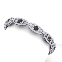 9 CTW Black And White Diamond Bracelet 18K White Gold - REF-375K2R - 40190