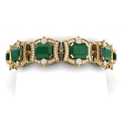 43.87 CTW Royalty Emerald & VS Diamond Bracelet 18K Yellow Gold - REF-836M4F - 38777