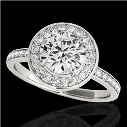 1.5 CTW H-SI/I Certified Diamond Solitaire Halo Ring 10K White Gold - REF-171X8T - 34378